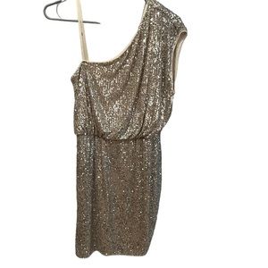 Party Dress by Adrianna Papell Sequined One Shoulder Dress (side zipper)